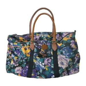 Vintage GITANO Floral Fruit Print Weekend Travel Duffel Carry On Bag Large RARE